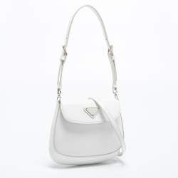 Pre Owned Prada White Leather Mini Crossbody Bag