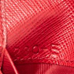 Pre Owned Prada Red Saffiano Leather Wallet