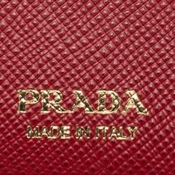 Pre Owned Prada Red Saffiano Leather Wallet