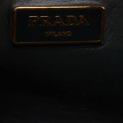 Pre Owned Prada Green Saffiano Lux Leather Pyramid Frame Satchel