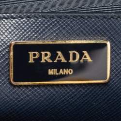 Pre Owned Prada Two Tone Saffiano Lux Leather Medium Double Zip Tote