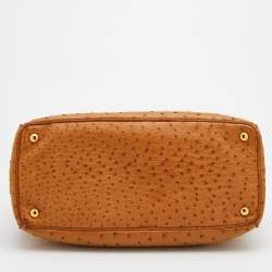 Pre Owned Prada Tan Ostrich Double Zip Tote