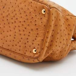Pre Owned Prada Tan Ostrich Double Zip Tote