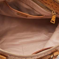 Pre Owned Prada Tan Ostrich Double Zip Tote
