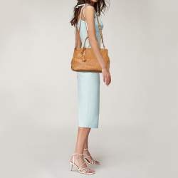 Pre Owned Prada Tan Ostrich Double Zip Tote