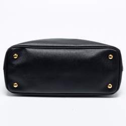 Pre Owned Prada Black Saffiano Lux Leather Medium Galleria Double Zip Tote