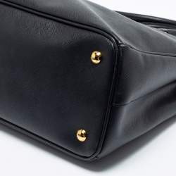 Pre Owned Prada Black Saffiano Lux Leather Medium Galleria Double Zip Tote