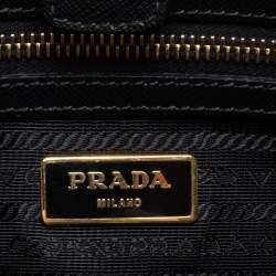 Pre Owned Prada Black Saffiano Lux Leather Medium Galleria Double Zip Tote