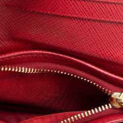 Pre Owned Prada Red Saffiano Leather Compact Wallet