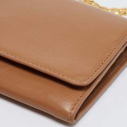 Pre Owned Prada Beige Vitello Move Leather Wallet on Chain