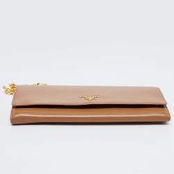 Pre Owned Prada Beige Vitello Move Leather Wallet on Chain