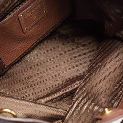 Pre Owned Prada Brown Vitello Daino Leather Sacca 2 Manici Tote