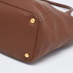 Pre Owned Prada Brown Vitello Daino Leather Sacca 2 Manici Tote