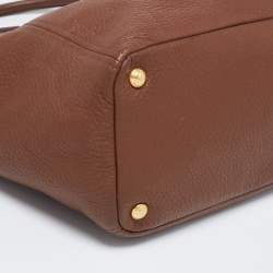 Pre Owned Prada Brown Vitello Daino Leather Sacca 2 Manici Tote
