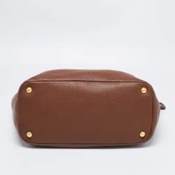 Pre Owned Prada Brown Vitello Daino Leather Sacca 2 Manici Tote