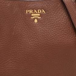 Pre Owned Prada Brown Vitello Daino Leather Sacca 2 Manici Tote