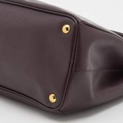 Pre Owned Prada Burgundy Saffiano Leather Medium Galleria Double Zip Tote