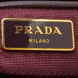 Pre Owned Prada Burgundy Saffiano Leather Medium Galleria Double Zip Tote