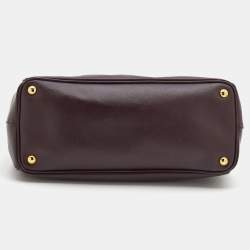 Pre Owned Prada Burgundy Saffiano Leather Medium Galleria Double Zip Tote