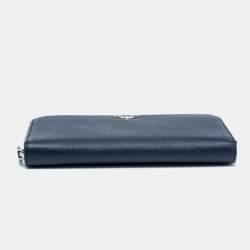 Pre Owned Prada Navy Blue Saffiano Leather Zip Around Wallet