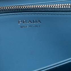 Pre Owned Prada Navy Blue Saffiano Leather Zip Around Wallet
