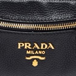 Pre Owned Prada Black Vitello Daino Leather Belt Bag