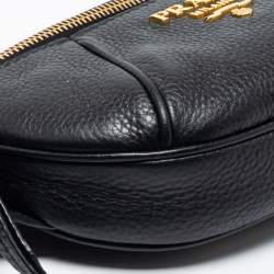 Pre Owned Prada Black Vitello Daino Leather Belt Bag