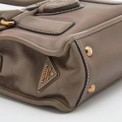 Pre Owned Prada Taupe Grey Leather Tote
