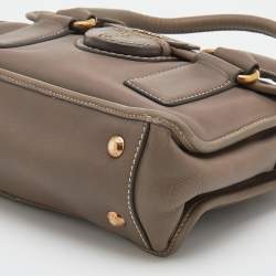 Pre Owned Prada Taupe Grey Leather Tote