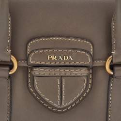 Pre Owned Prada Taupe Grey Leather Tote