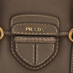 Pre Owned Prada Taupe Grey Leather Tote