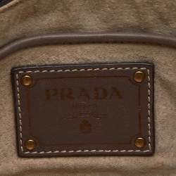 Pre Owned Prada Taupe Grey Leather Tote