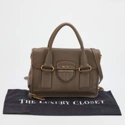 Pre Owned Prada Taupe Grey Leather Tote