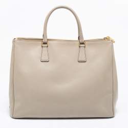 Pre Owned Prada Grey Saffiano Lux Leather Executive Galleria Tote