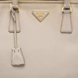 Pre Owned Prada Grey Saffiano Lux Leather Executive Galleria Tote