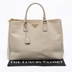 Pre Owned Prada Grey Saffiano Lux Leather Executive Galleria Tote