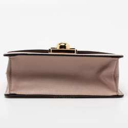 Pre Owned Prada Beige Leather Pushlock Flap Chain Shoulder Bag