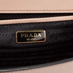 Pre Owned Prada Beige Leather Pushlock Flap Chain Shoulder Bag