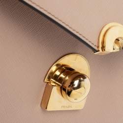 Pre Owned Prada Beige Leather Pushlock Flap Chain Shoulder Bag