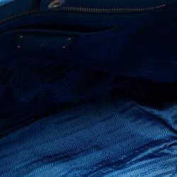 Pre Owned Prada Blue Vitello Daino Leather Double Zip Tote