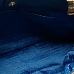 Pre Owned Prada Blue Vitello Daino Leather Double Zip Tote