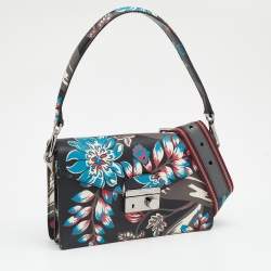 Pre Owned Prada Multicolor Floral Print Leather Sound Shoulder Bag