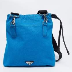 Pre Owned Prada Blue Canvas Shoulder Bag