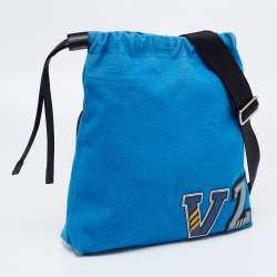 Pre Owned Prada Blue Canvas Shoulder Bag
