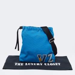 Pre Owned Prada Blue Canvas Shoulder Bag