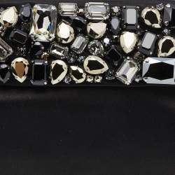 Pre Owned Prada Black Satin Crystal Embellished Clutch
