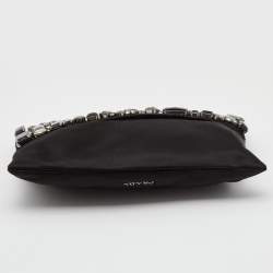 Pre Owned Prada Black Satin Crystal Embellished Clutch