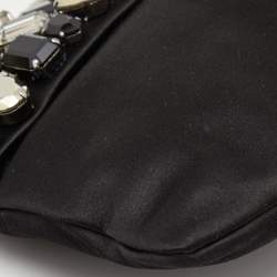 Pre Owned Prada Black Satin Crystal Embellished Clutch