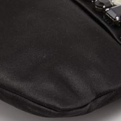 Pre Owned Prada Black Satin Crystal Embellished Clutch
