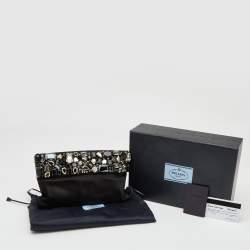 Pre Owned Prada Black Satin Crystal Embellished Clutch